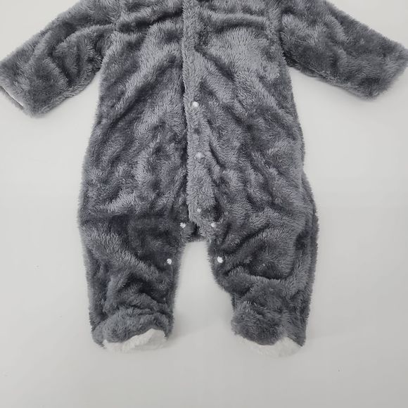 Baby gender neutral unisex hoodie footie long sleeve bear snap jumpsuit - Picture 5 of 8